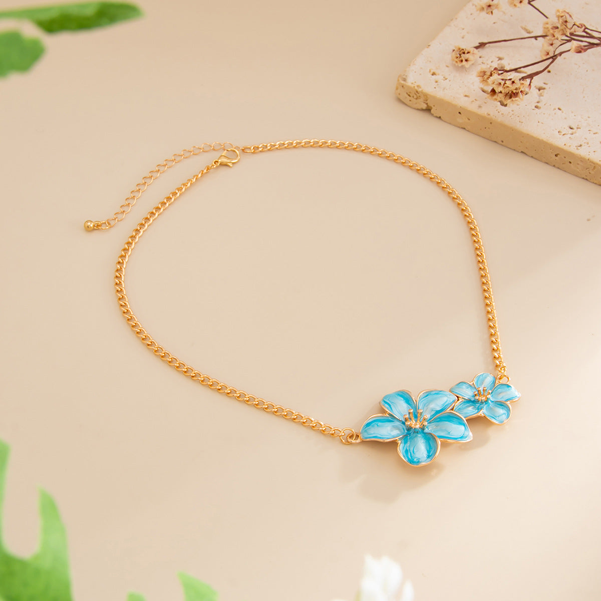 Style Glaze Flowers Refreshing Stylish Five Petal Flower Clavicle Pendants