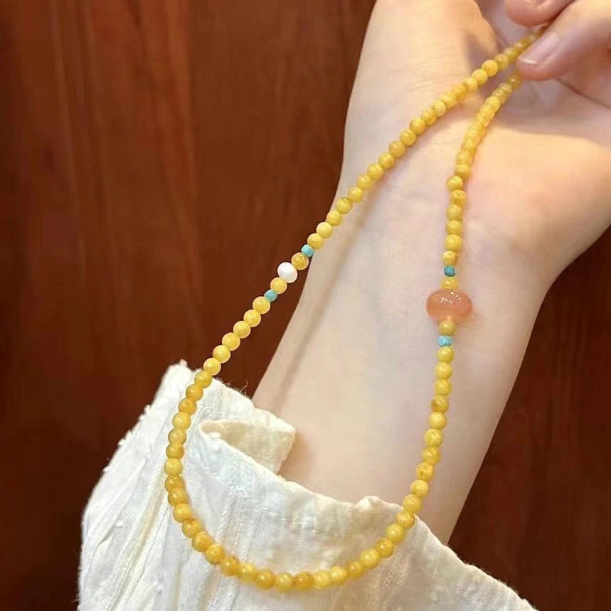 Design Yellow Chicken Grease Colored Glaze Green Pine Fresh Bracelet
