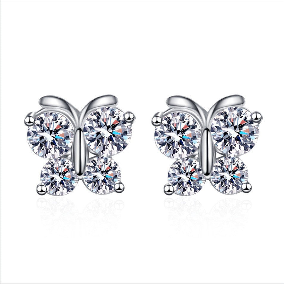 Moissanite Ear Female With Hearts Sterling Earrings