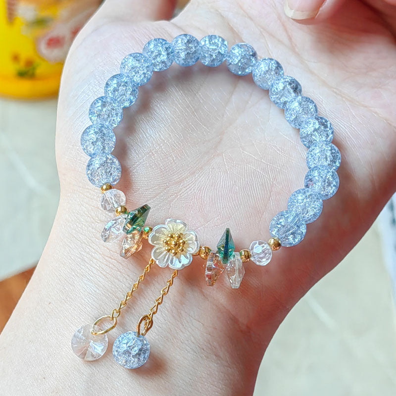 Camellia Little Daisy Crystal Girlfriends Color Glass Chipping Bracelet