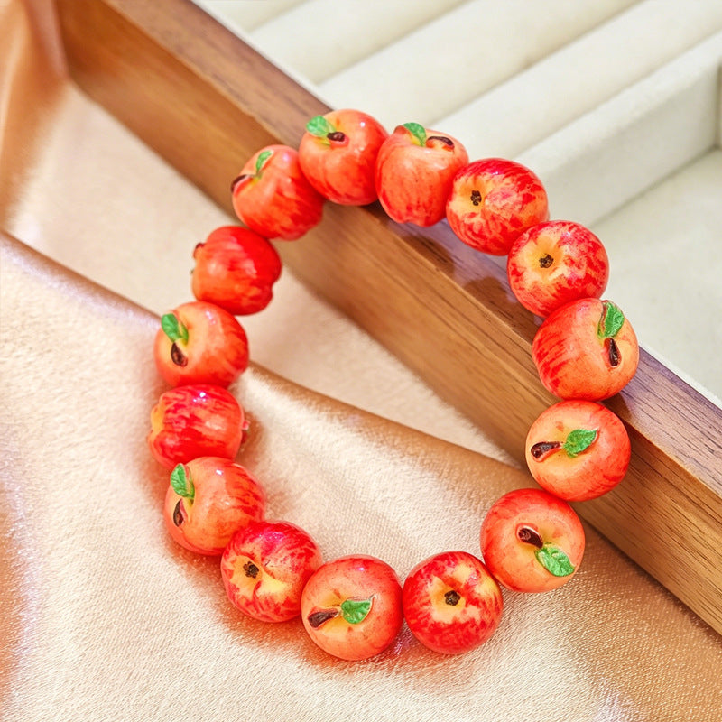 Good-looking Simulation Red Apple Lucky Synthetic Resin Bracelets