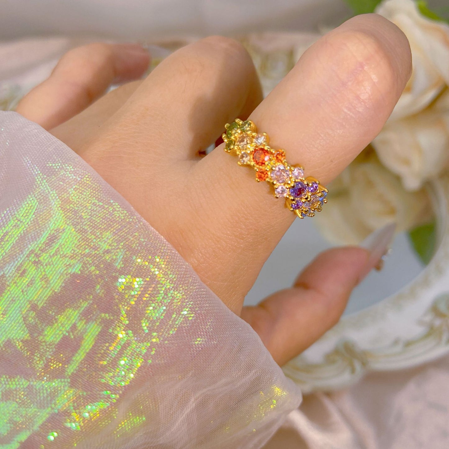 Yuan High-quality Zircon High-grade Color Retaining Open Rings