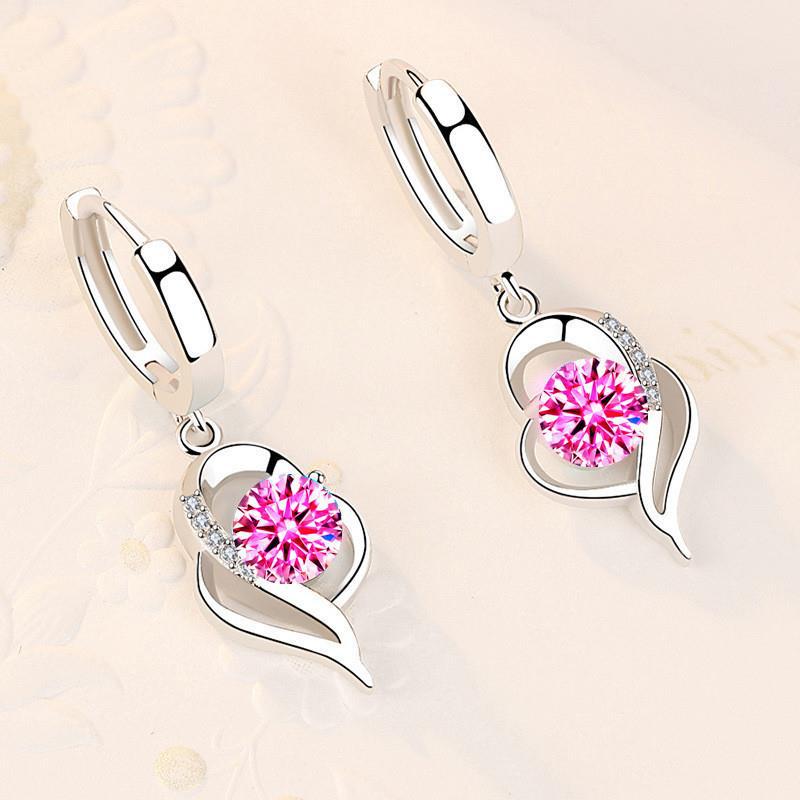 You Female Temperament Long Fashion Tide Heart-shaped Eardrops White Rings