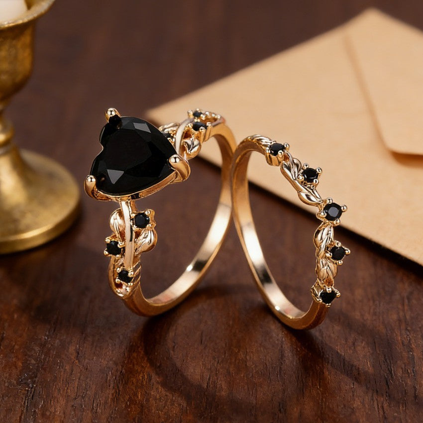 Inlaid Zircon With Diamond Heart-shaped Stylish Rings