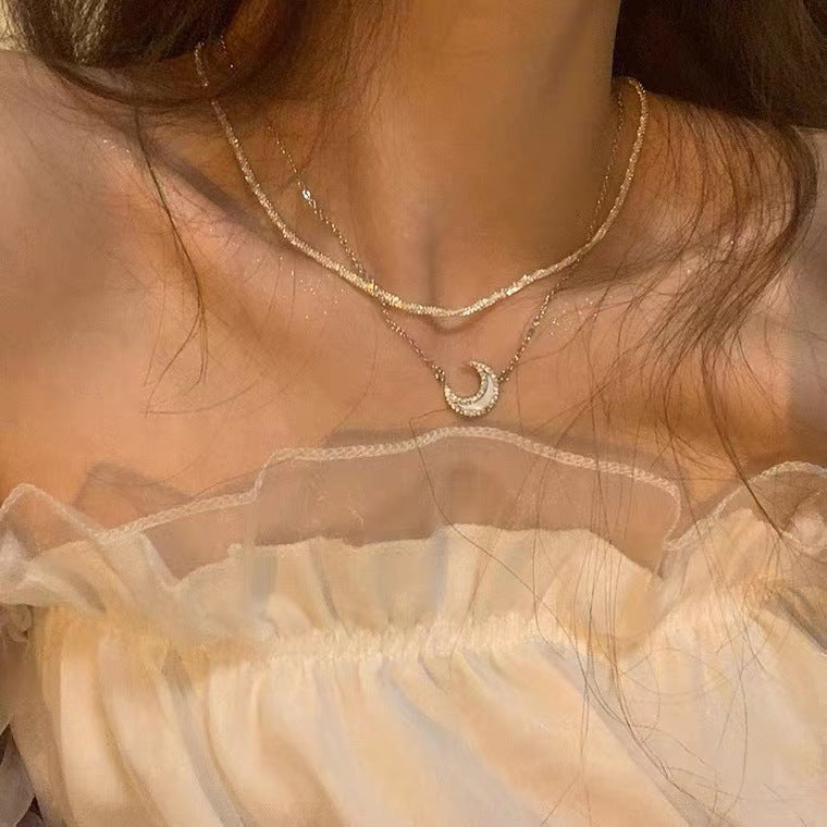 Pearl Design Sense Light Luxury Minority Asymmetric Clavicle Chain Cold Necklaces