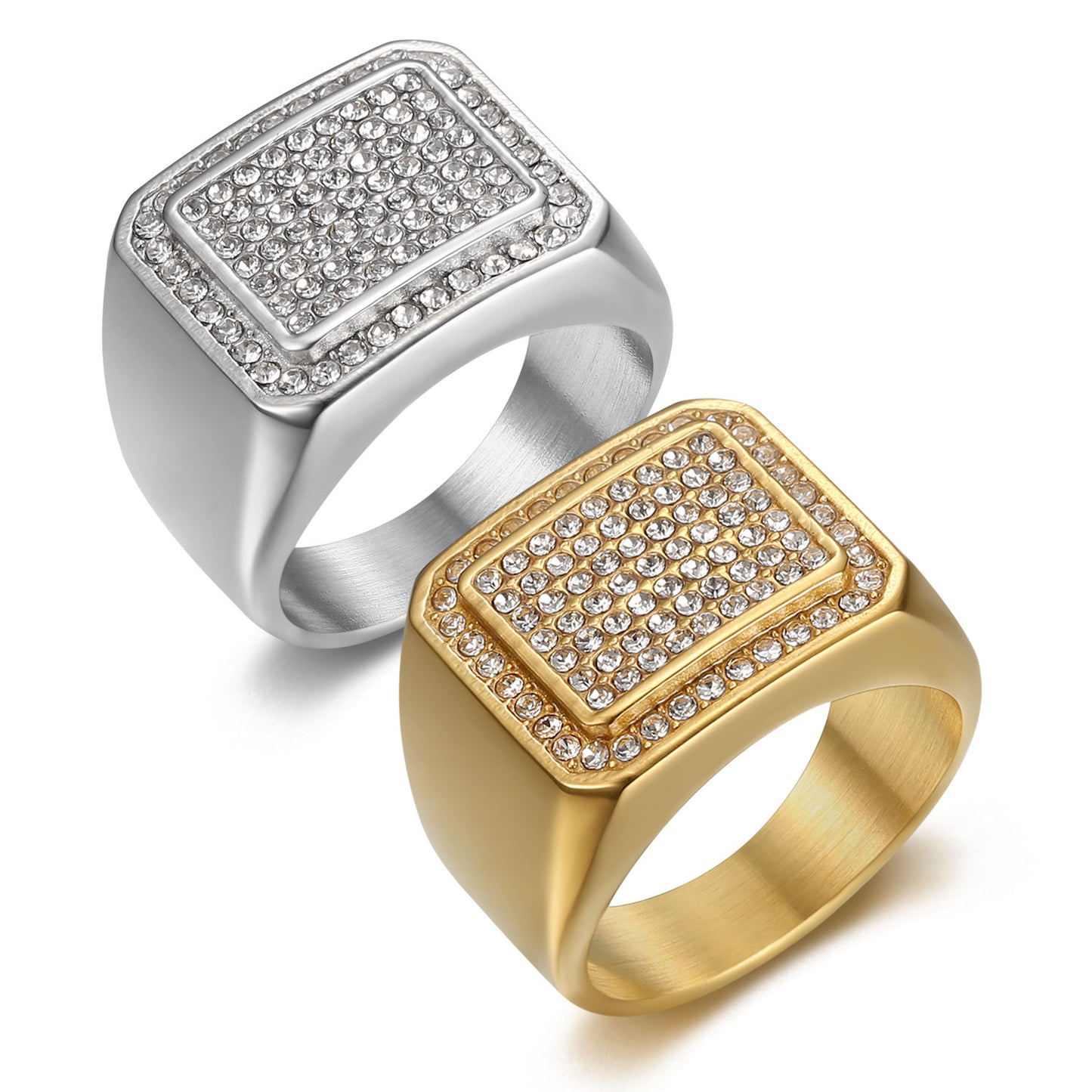 Fashion Personality Domineering Personalized Titanium Steel Electroplated Diamond Ring