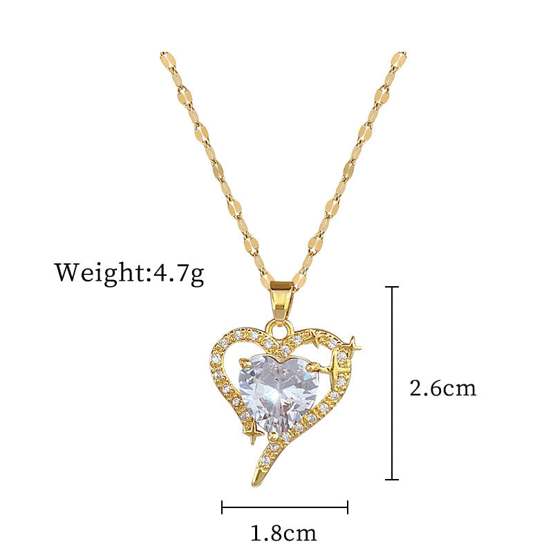 Steel Lucky Female Copper Micro Inlay Real Gold Plating Necklaces