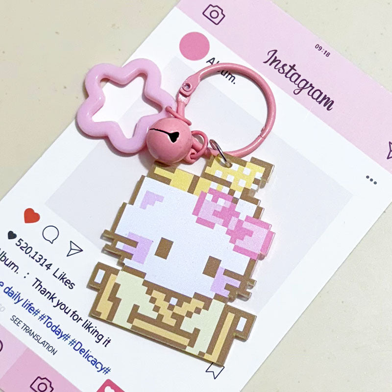 Pixel Cartoon Key Button Schoolbag Cute Acrylic Hang Decorations Hanging Ornaments