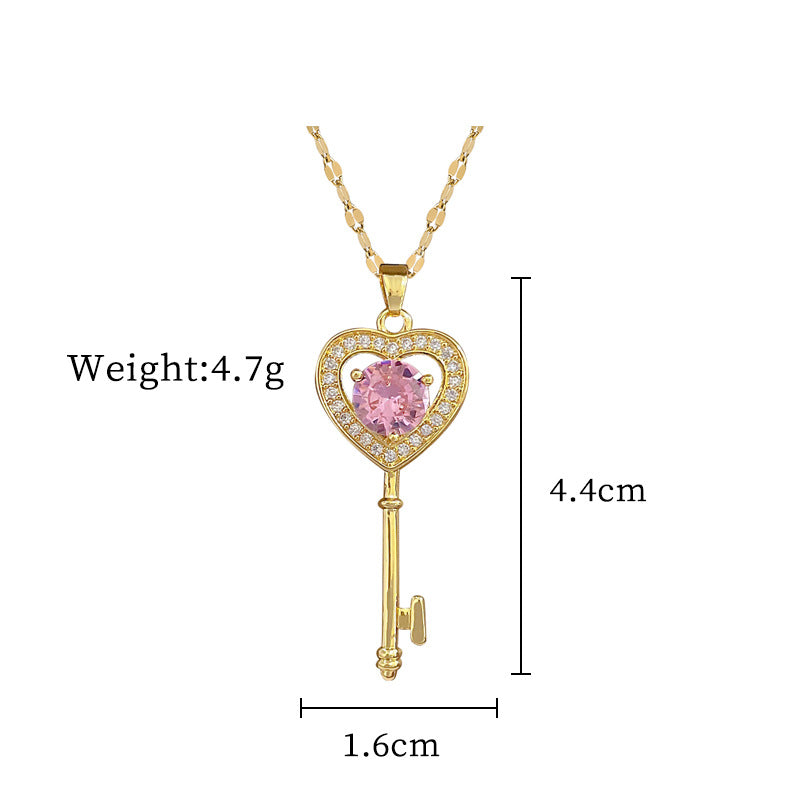 Steel Lucky Female Copper Micro Inlay Real Gold Plating Necklaces