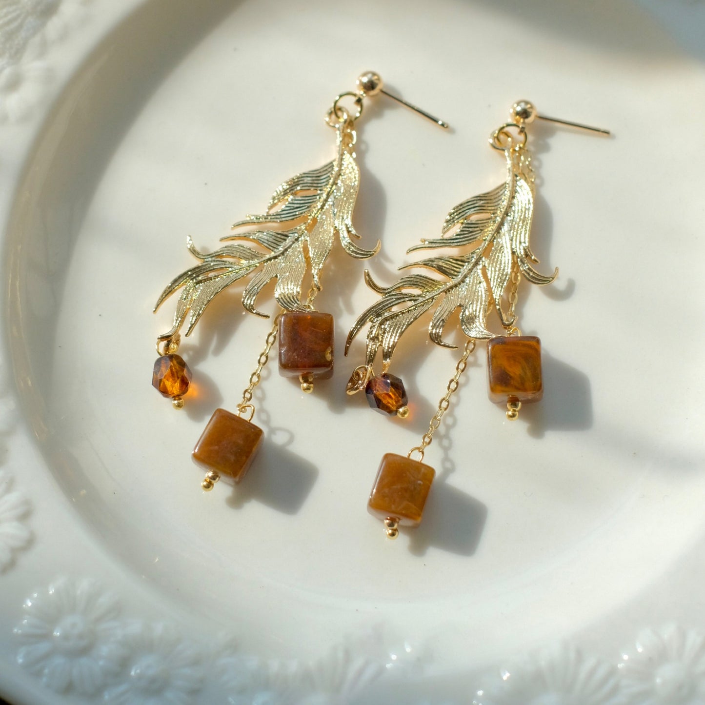 Women's Needle Geometric Irregular Resin Fashionable Retro Earrings