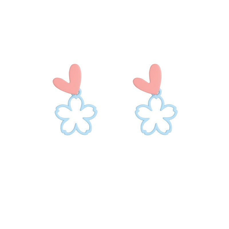 Color Hollow Small Flower Love Heart Female Elegant Simple Earrings