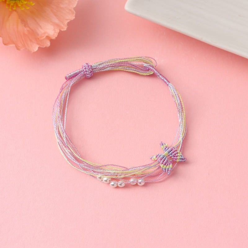 Children's Colorful Braided Rope Wrist String Safe Red Bracelet