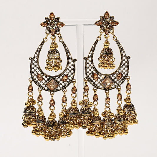 Circle Ladies Tassel Long Bell Bird Cage Eardrop Sense Niche Stud Earrings