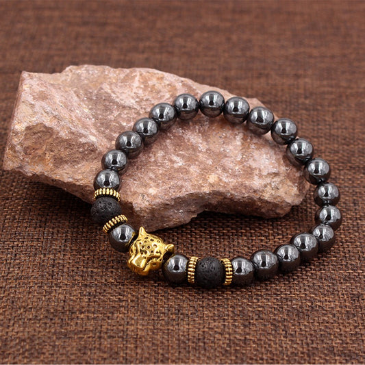 Men's Iron Stone Lion's Head Leopard Crown Owl Bracelets