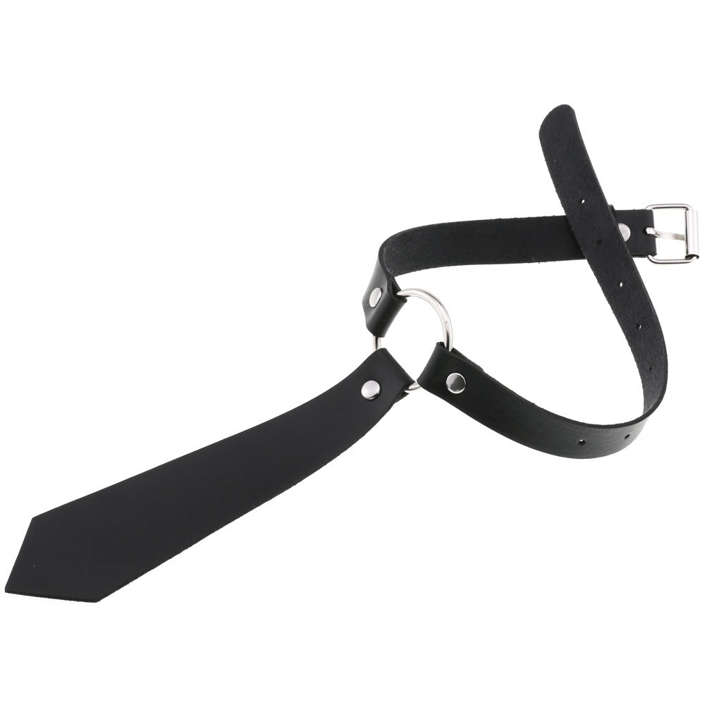 Personality Fashion Leather Bondage Tie Punk Collar
