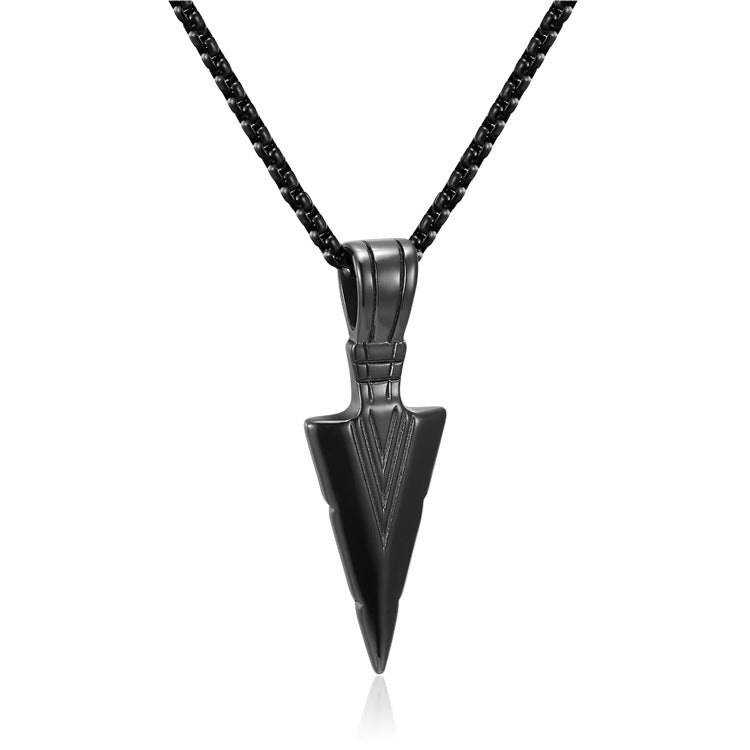 Men's Titanium Cow Stainless Steel Casting Arrow Personality Necklace