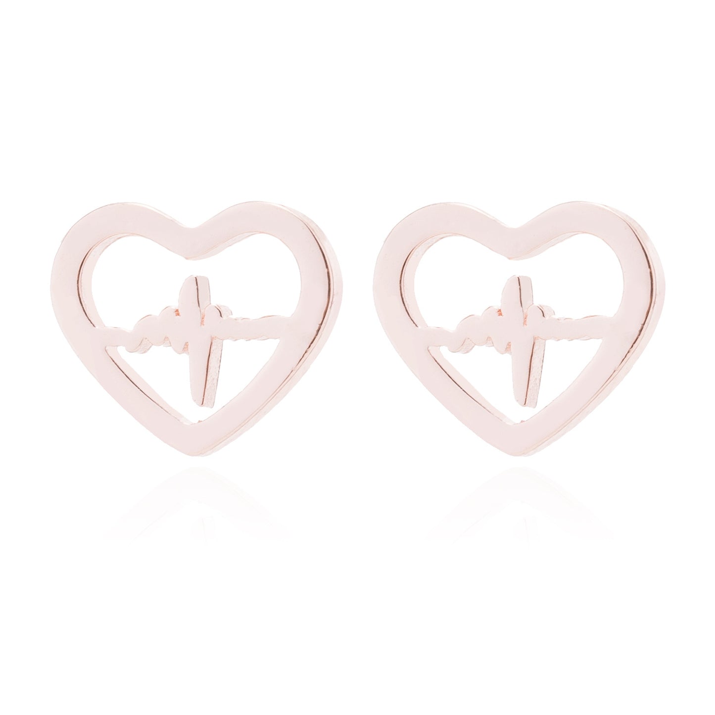Women's Stainless Steel Geometric Gesture Love Heart Stud Earrings