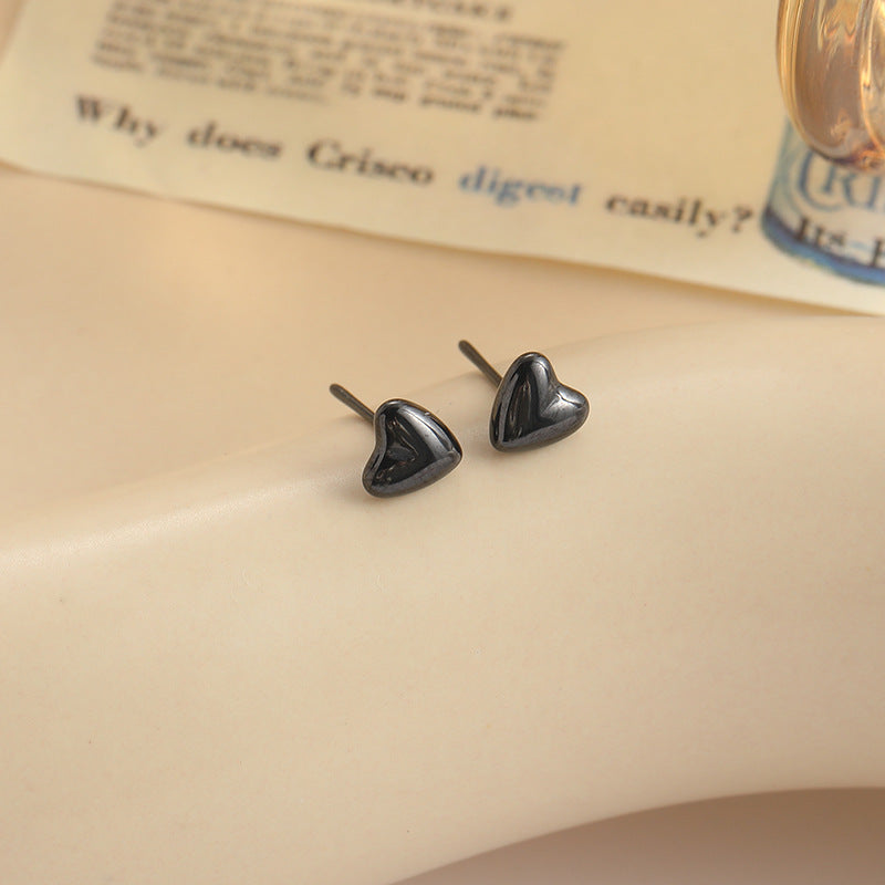 Women's Love Heart Simple Needle Ceramic Ear Bar Sleeping No Earrings