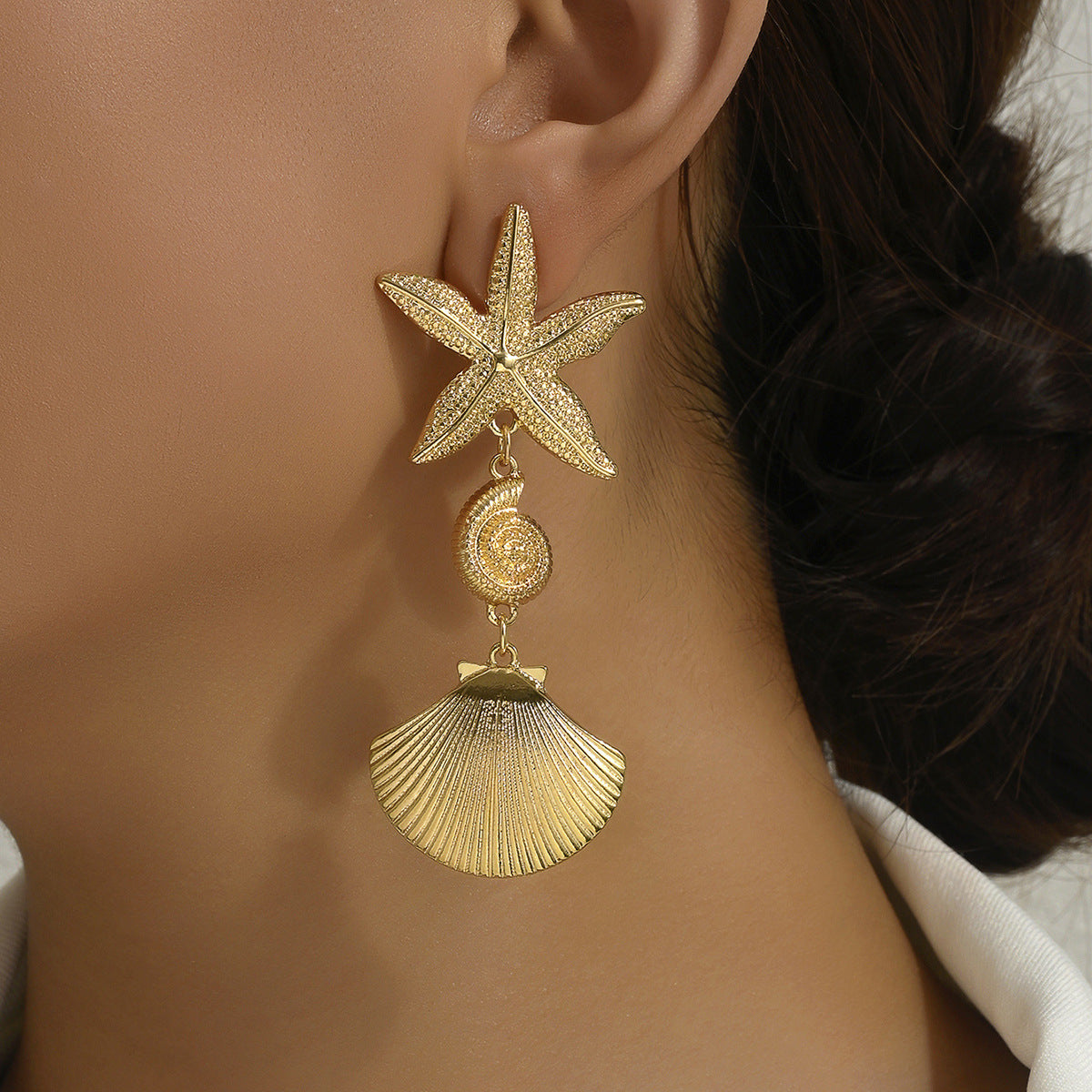 Women's Starfish Shell Design Ear Versatile High-grade Rings