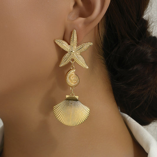 Women's Starfish Shell Design Ear Versatile High-grade Rings