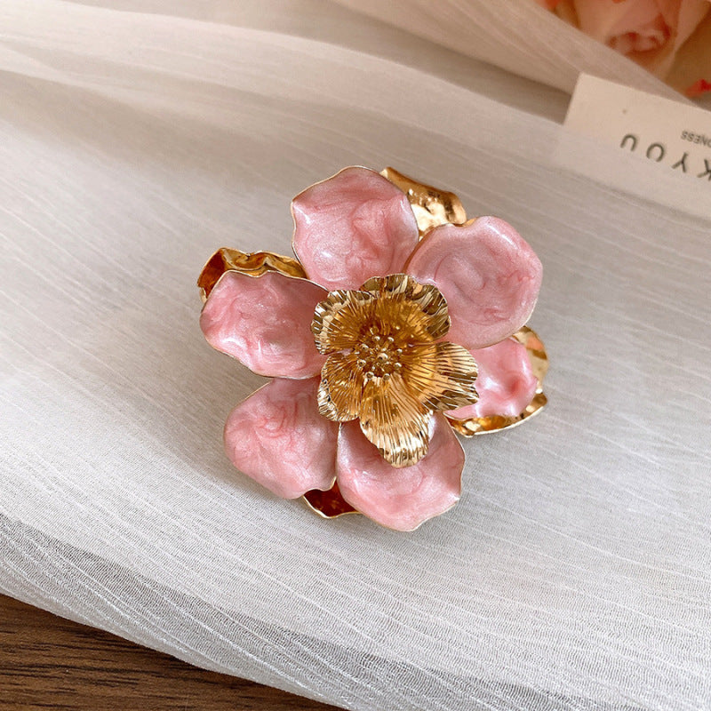 Women's Enamel Flower Open Golden Petal Design Rings