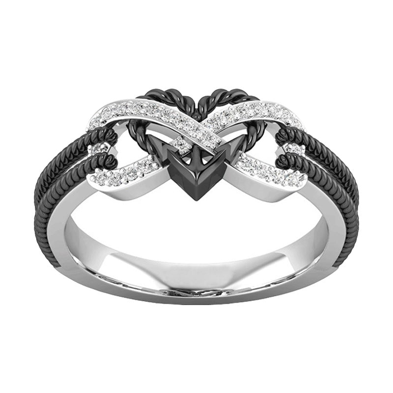 Black Heart Shape Female Stainless Steel Ring