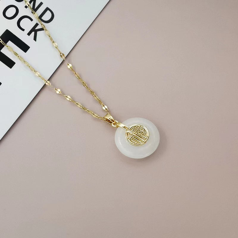 Women's Lip Chain With Peace Buckle Fu Character Necklace