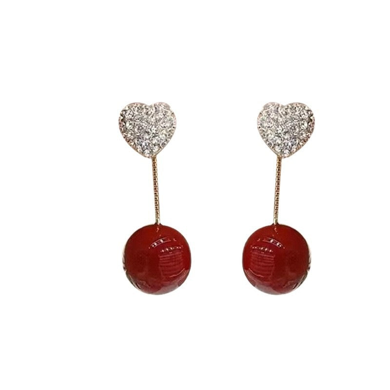 Pearl Diamond Love Heart Niche Sier Earrings