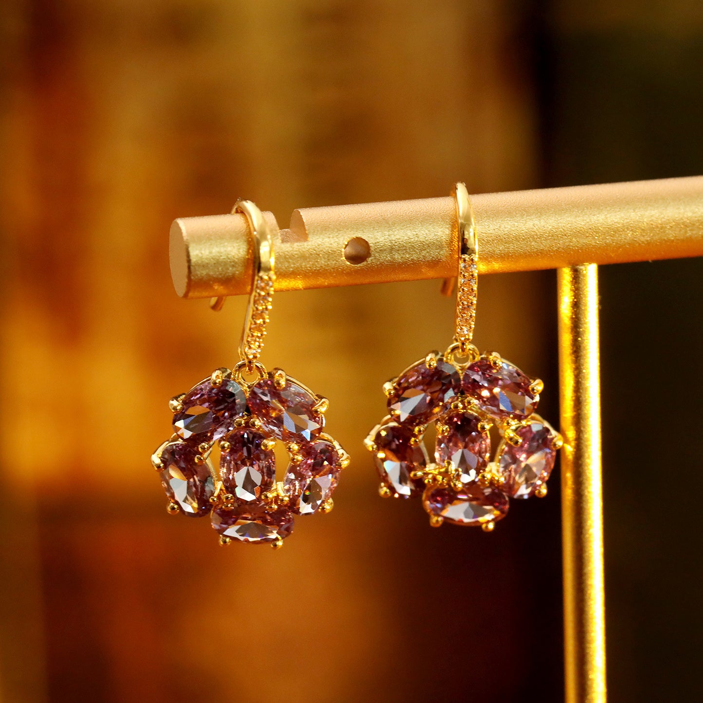 Women's Rhinestone Ball Light Luxury Flower Exquisite Earrings