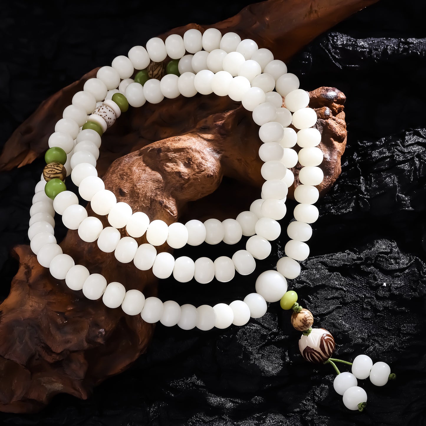 Bodhi White Jade Lotus Buddha Beads Rosary Seed Scenic Spot Bracelet