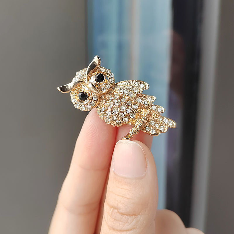 Unique Exquisite Owl Full Diamond Corsage Brooches