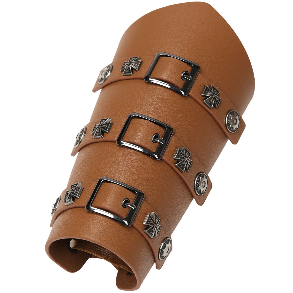 Exaggerated Personalized Leather Punk Cycling Arm Guard Medieval Knight Bracelet