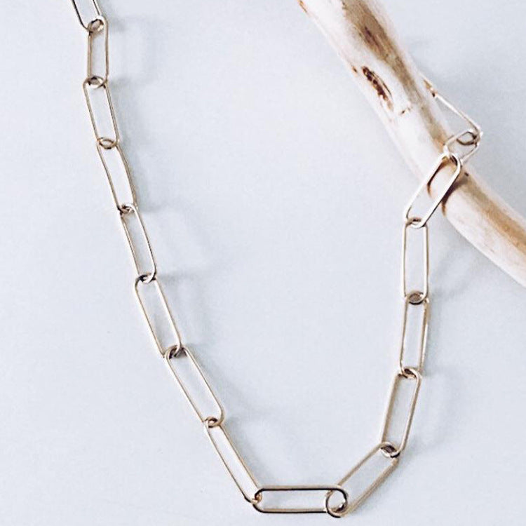 Simple Metal Geometry Rectangular Chain Clavicle Neck Necklaces
