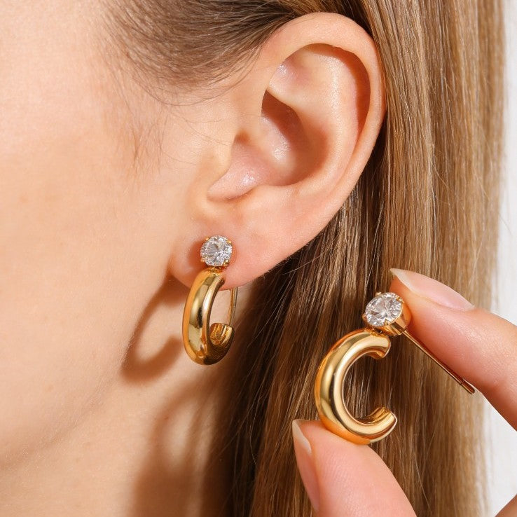 Stainless Steel Zircon Light Luxury High-grade Titanium Earrings