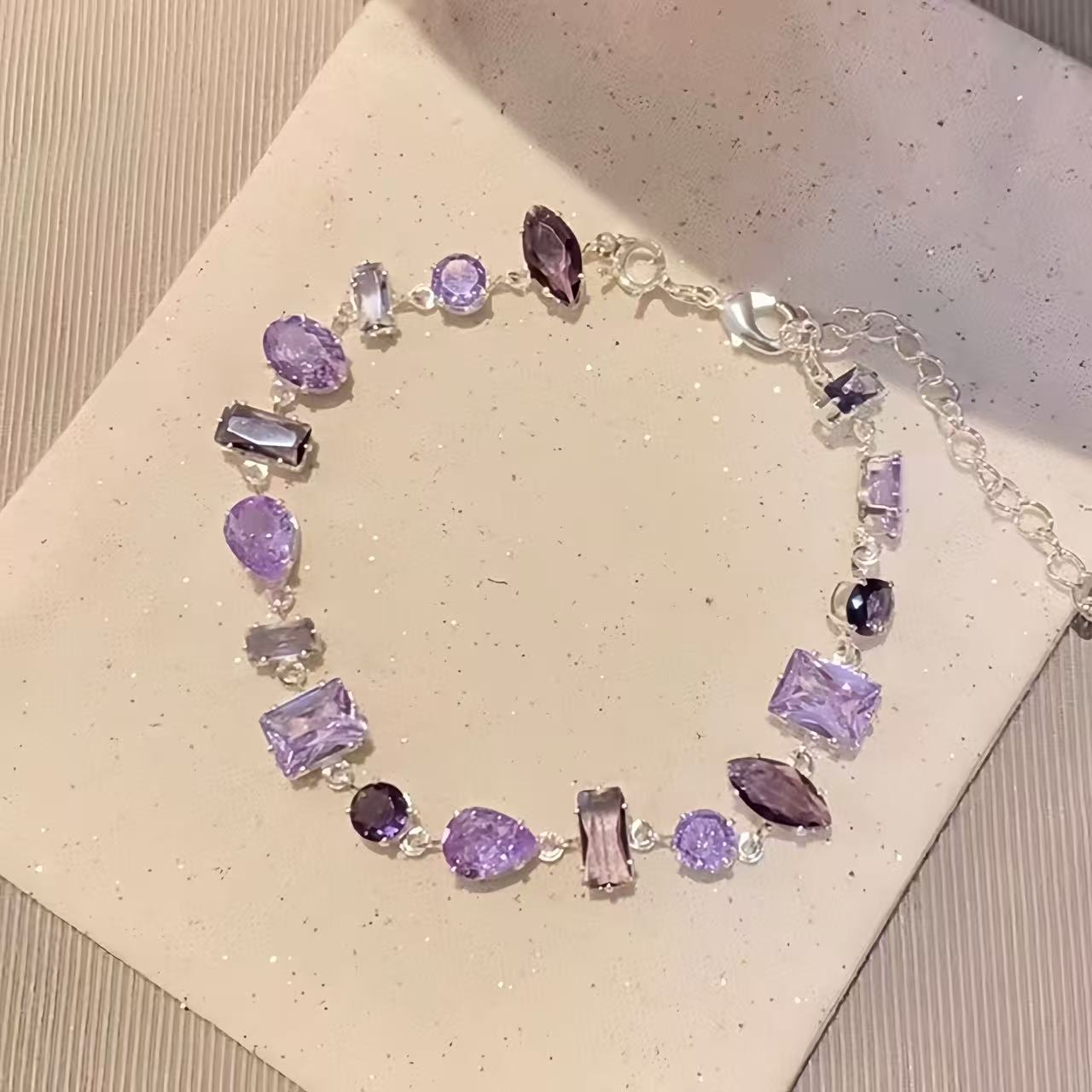 Golden Super Flash Zircon Female Good-looking Party Light Luxury Minority Bracelets