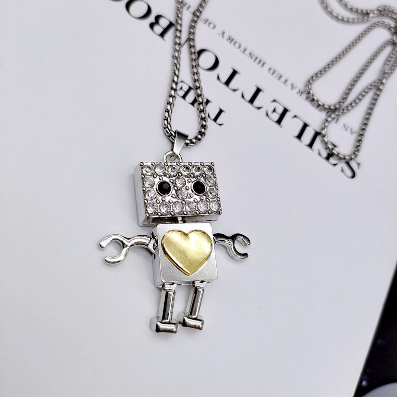 Women's Diamond Robot Stainless Steel High-grade Hip Hop Niche Sweater Necklace