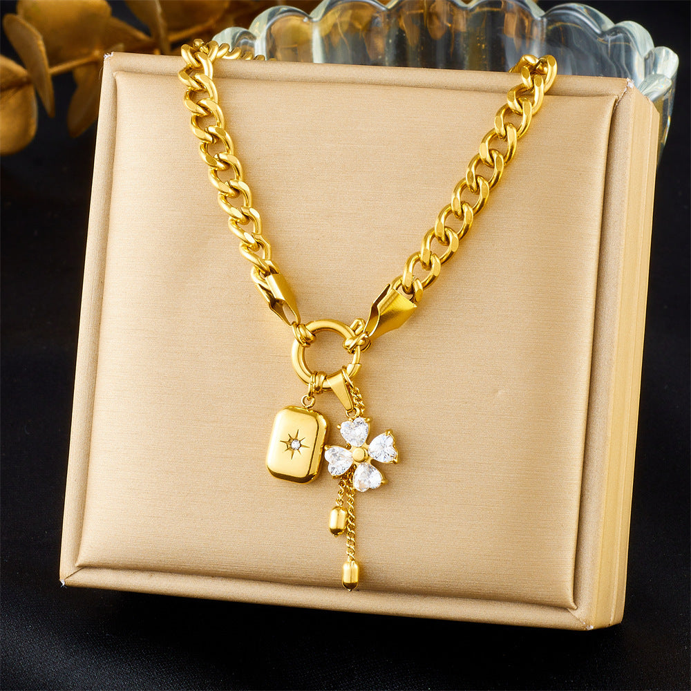 Women's Sun Cross Stainless Steel Fashion Personality Design Necklace