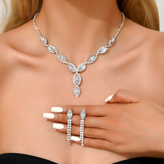 Full Diamond Rhinestone Two-piece Banquet Dress Jewelry Set