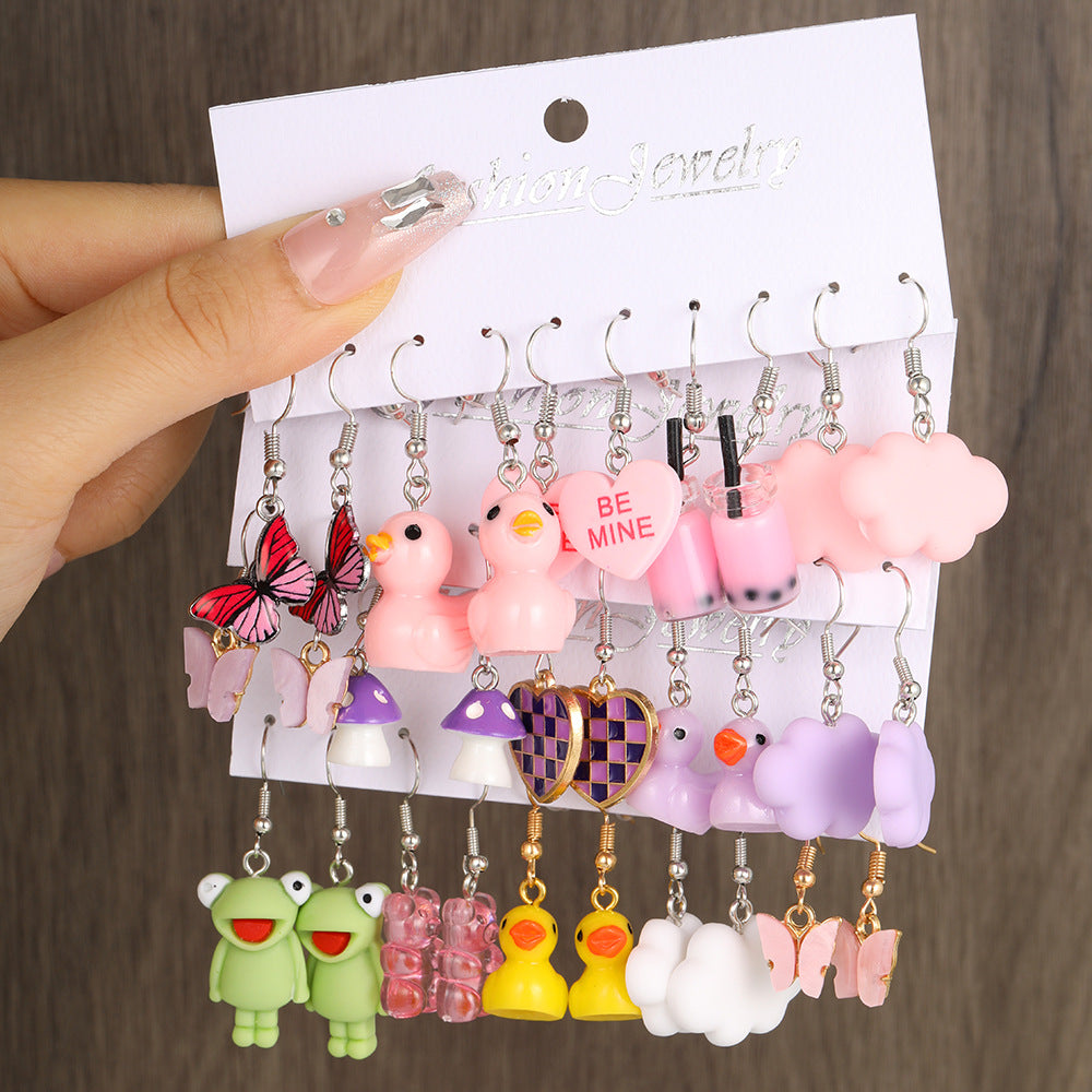 Children's Creative Mushroom Cloud Little Duck Drip Glazed Butterfly Pendants