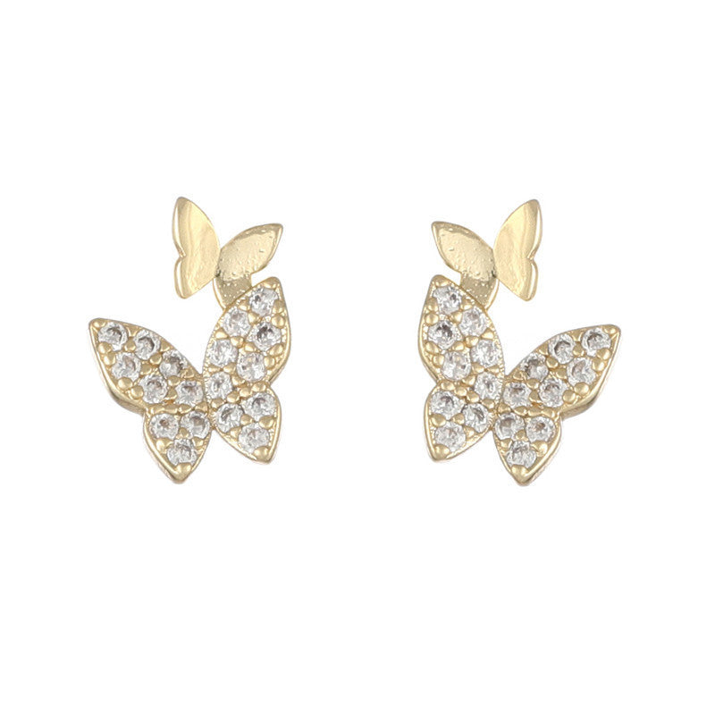 Butterfly Sier Needle Full Diamond Simple Female Rings