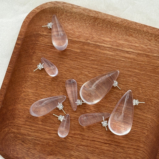 Water Drop Female Niche Commuter Transparent Resin Ball Ear Sier Earrings