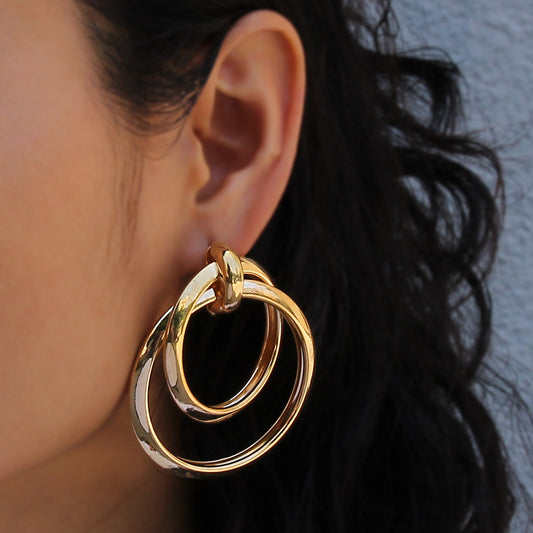 Li Cute Fashion Geometry Pattern Eardrop Personality Double Layer Earrings