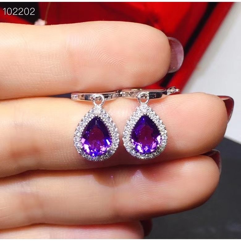 Natural Amethyst Ear Exquisite Fashion Beautiful Purple Droplet Earrings