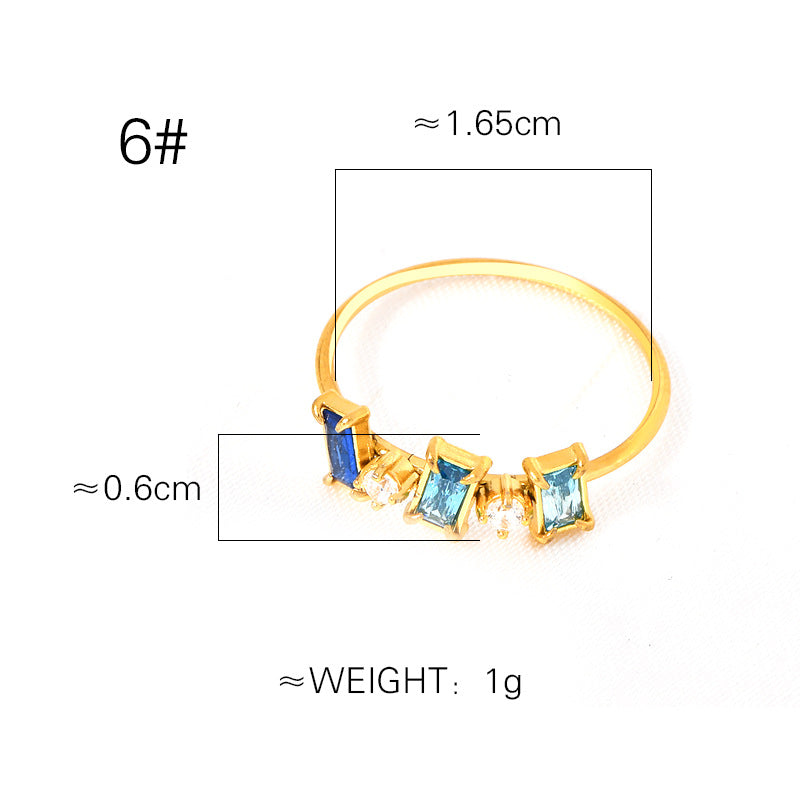 Simple Light Luxury Multicolor Colorful Crystals Rings