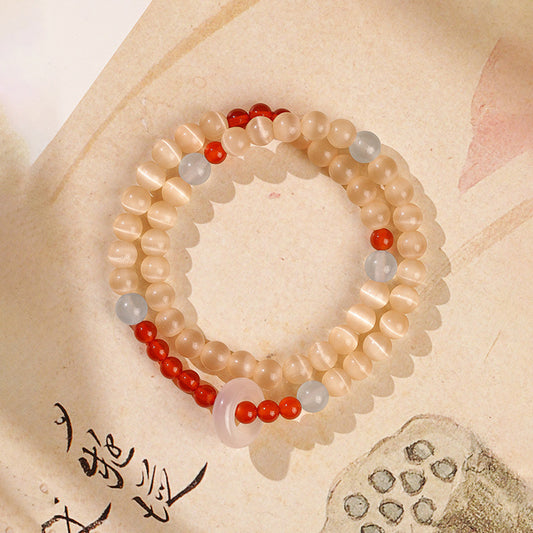 Champagne Opal For Chinese Style Light Luxury Chalcedony Flexible Red Rings