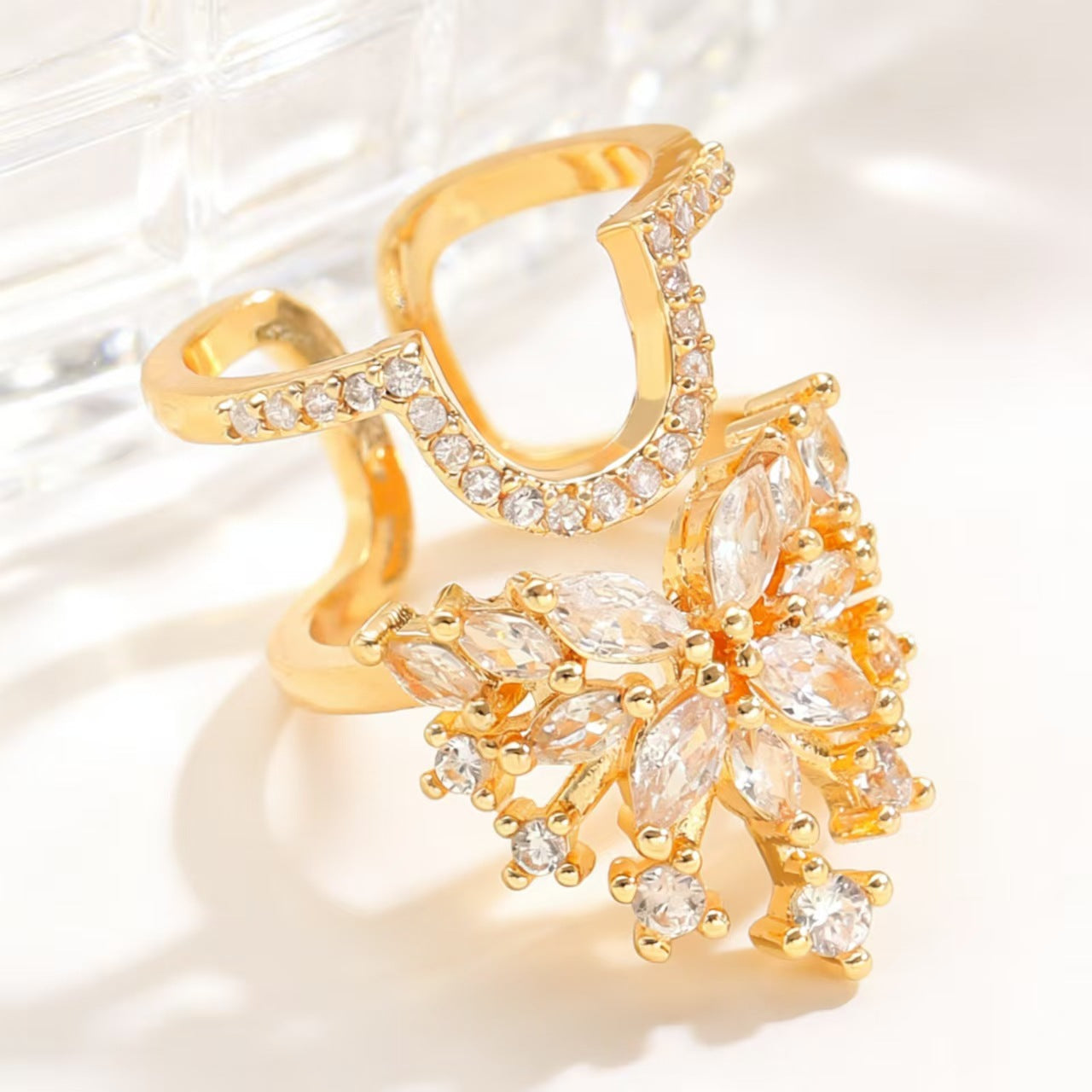 Geometric Trend Open Nail Female Design Exquisite Refined Ring
