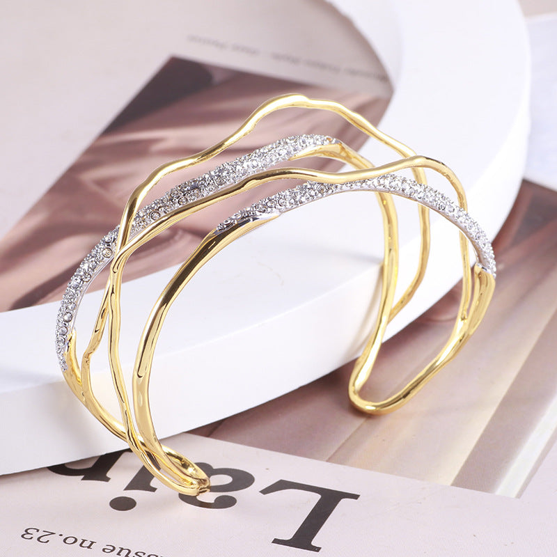 Women's Shining Diamond Irregular Line Winding Color Bracelets
