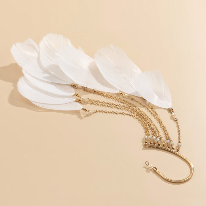 Women's Fairy Exaggerated Bohemian Feather Tassel Long Earrings