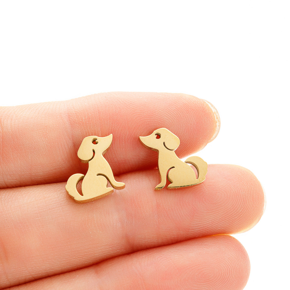 Fashion Cartoon Cute Stainless Steel Gold Plated Pet Earrings