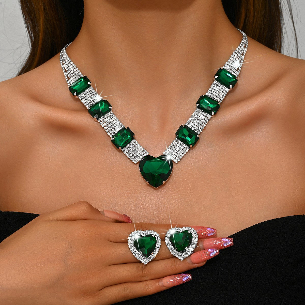 Kit Zircon Wings Water Drop Wedding Dinner Party Formal Jewelry Set